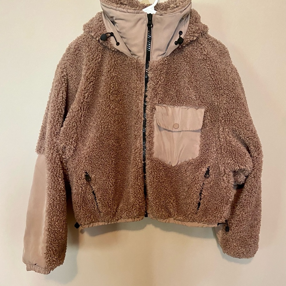 Zara Women’s Combination Pink Puff Bomber Jacket Size L